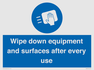 Wipe down equipment and surfaces after every use